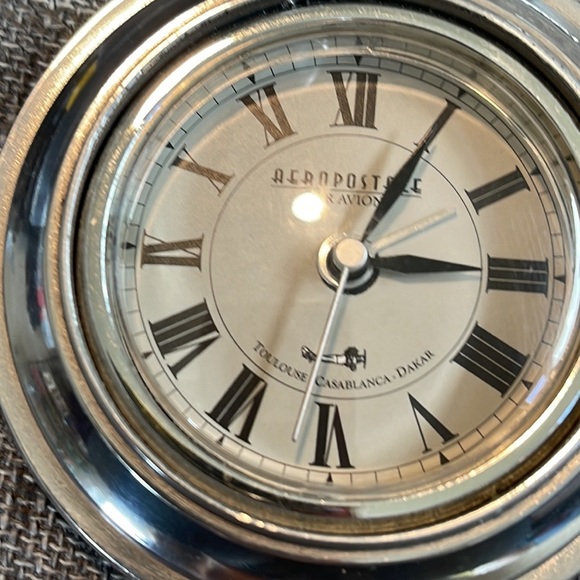 Table Clock Propeller Mantle Watch Aeroplane Metal Quartz Alarm Art Déco - Picture 13 of 13